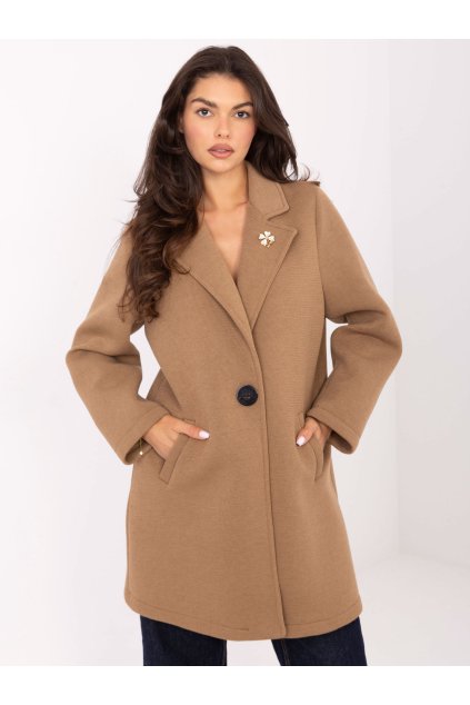 Kabát s knoflíkem béžový