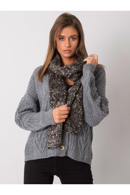 pol pl Czarny szalik damski ze zlota nicia 377728 1