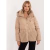 Prošívaná zimní bunda s kožešinou béžová