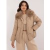 Zimní bunda s kožíškem krátká béžová