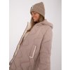 Delší prošívaná bunda s kapucí tmavě béžová