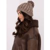 Zimní čepice s kamínky a bambulkou hnědá