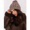 Zimní čepice s kamínky a bambulkou hnědá