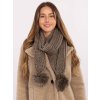 Pletená šála s bambulkami tmavě béžová