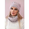 Souprava zimní šály a čepice světle růžová