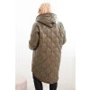 Prodloužená prošívaná zimní bunda s kapucí khaki