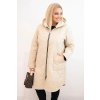 Dlouhá prošívaná bunda s kapucí béžová