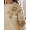 Dámský svetr s květinami béžový