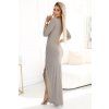 Lesklé dlouhé šaty s třpytkami - šedobéžové