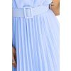 Plisované midi šaty s páskem světle modré