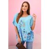 cze pl Damska bavlnena kosile s motyly a kvetinami tyrkys 32901 3 result