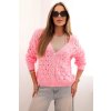 cze pl Svetr damsky azerovy s vystrihem do V a zlatymi knofliky svetle ruzovy 33637 3 result