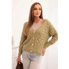 cze pl Svetr damsky ackovy s vystrihem do V a zlatymi knofliky olivovy 34187 1 result