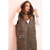 cze pl Damska prosivana vesta Plus Size s kapuci na zip khaki 33849 3 result
