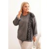 cze pm Damska mikina Plus Size s bavlnou a leopardim paskem a snurkou grafitova 34408 1 result