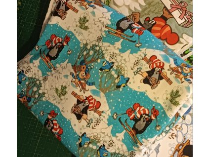 Krtek na lyžích tepláky - teplákovina