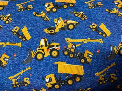 Dopravní stroje na modré - letní softshell