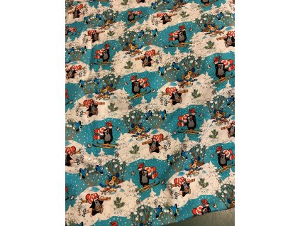 Set KRTEK NA LYŽÍCH - čepice a nákrčník