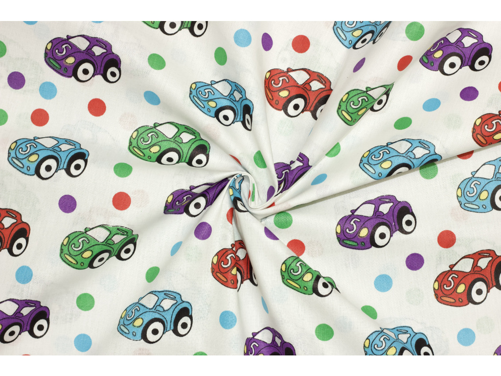 Bavlněné plátno - Dětský vzor auta - | Marčík Látky