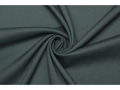 Kostýmová směsová elastická vlna v keprové (twill) vazbě - Tmavě zelená