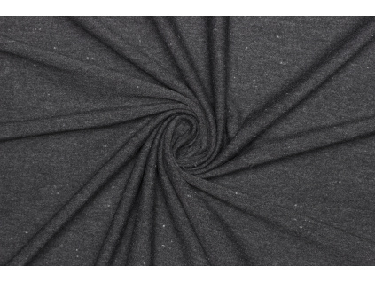 Bavlněný úplet - Tmavě šedý melír 180 cm šíře
