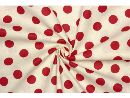 Bavlněné plátno - Červený puntík 26 mm