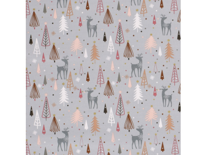 Bavlněné plátno - Art vánoční vzor jelen