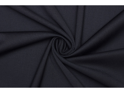 Kostýmová elastická směsová vlna v keprové (twill) vazbě - Temně modrá