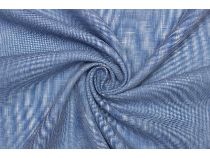 Kostýmová látka vlna | polyester | len - Modrý melír