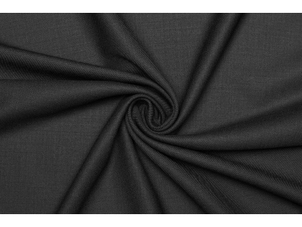 Kostýmová elastická směsová panenská vlna v keprové vazbě - Černá