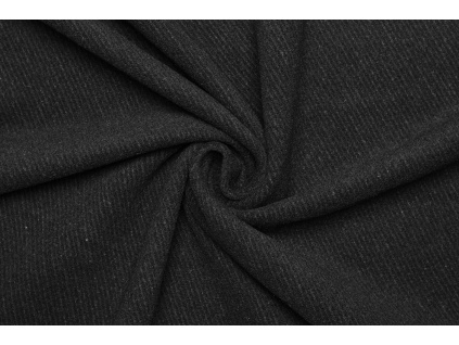 Kabátová vlna směsová - Černá v keprové (twill) vazbě