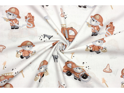 Bavlněné plátno - Dětský vzor hasiči