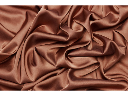 Saténové umělé hedvábí | Silky Armani - Měděná hnědá 2. Jakost