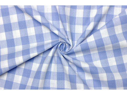 Bavlněný kanafas - Károvaný vzor modrý