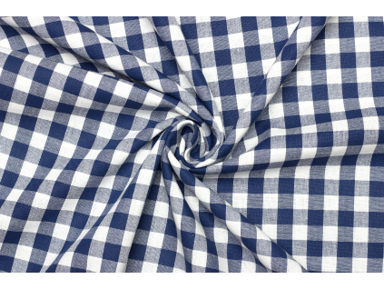 Bavlněný kanafas - Károvaný vzor tmavě modrý