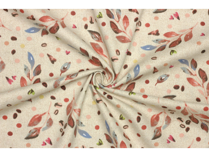 Dekorační látka - Květinový vzor lístky