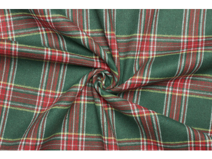Flanel směsový - Zeleno červené káro