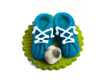 Modré kopačky z marcipánu