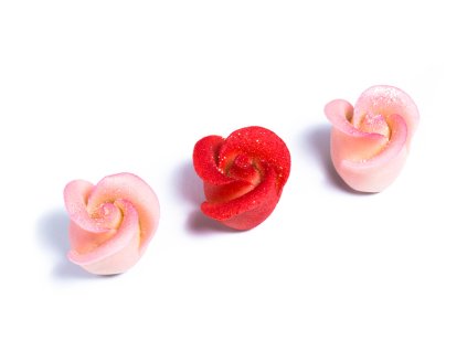 Růžová třpytivá růže z marcipánu