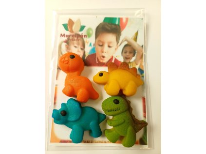 Žlutý minidinosaurus z marcipánu