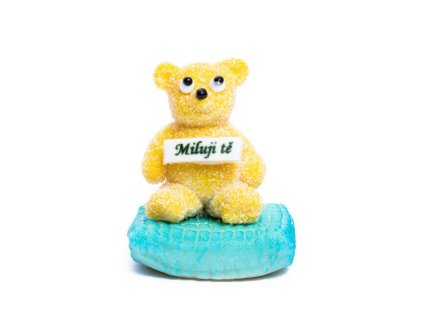 Modrý marcipánový medvídek „Miluji tě“