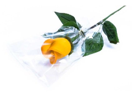 Žlutá marcipánová růže na stonku