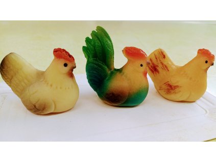 Kohoutek a slepičky z marcipánu, 3 ks
