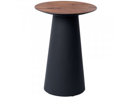 Brown oak side table Marco Barotti 45 cm with matt black base