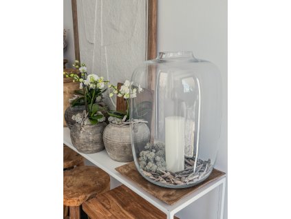 Váza-svícen z čirého skla