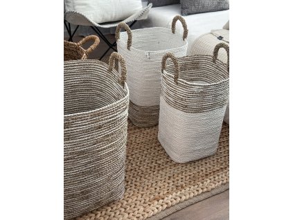 Koš hranatý bílo-přírodní