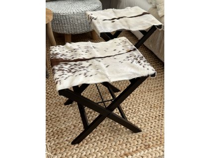 Skládací taburet s pravou kůží