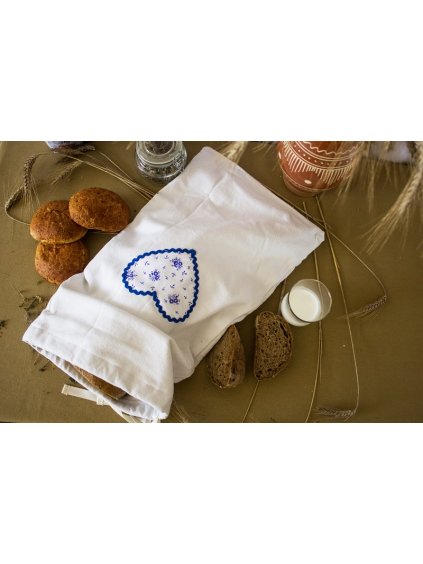 Vrecko na chlebík (dvojvrstvové) - Biele srdiečko