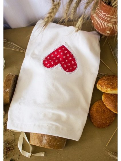 Vrecko na chlebík (dvojvrstvové) - Červené srdiečko