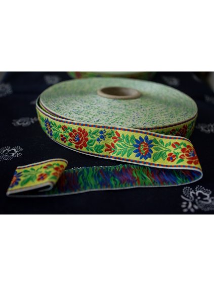 Vyšívaná krojová stuha žltá - 2,5 cm